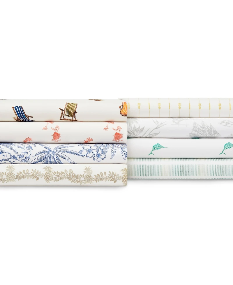Tommy Bahama Beach Chairs Cotton Percale 4 Piece Sheet Set