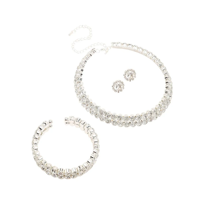 Sohi Women's Silver Embellished Strand Necklace