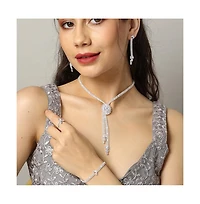 Sohi Women's Silver Bling Drop Necklace, Earrings