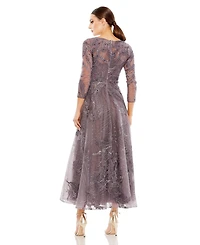 Mac Duggal Women's Embellished Wrap Over 3/4 Sleeve Dress