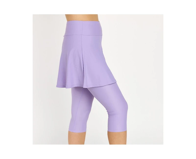Calypsa Women's Flared Swim Skort With Capri Leggings