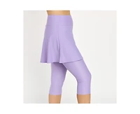 Calypsa Women's Flared Swim Skort With Capri Leggings