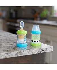 Sassy Baby Food Nursery 4+ Months Set of 2- 4oz 100% Silicone Nipple and Spoon