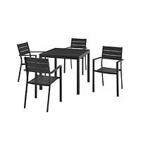 Infinity Modern 5-Piece Square Aluminum Outdoor Dining Set