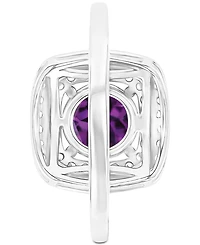 Amethyst (1-1/5 ct. t.w.) & Lab-Grown White Sapphire (1/2 Square Halo Birthstone Ring Sterling Silver (Also Additional Birthstones)