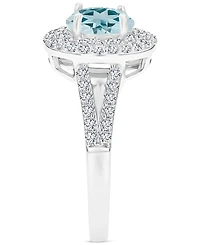 Amethyst (1-1/5 ct. t.w.) & Lab-Grown White Sapphire (5/8 Halo Birthstone Ring Sterling Silver (Also Additional Birthstones)