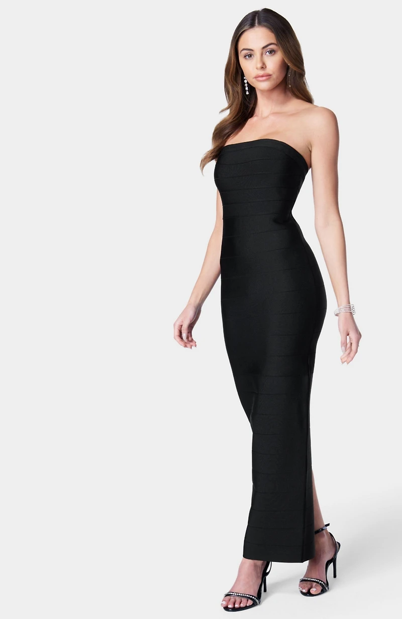 Bebe Women's Long Strapless Bandage Dress