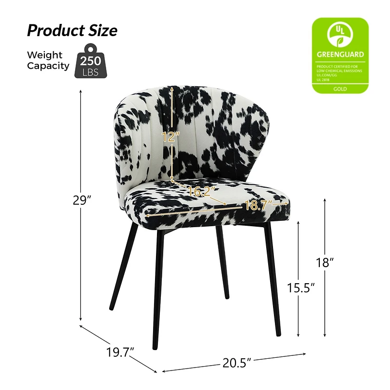 Dunten Contemporary Upholstery Accent Chair with Cowhide Pattern and Tufted Back