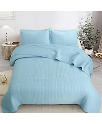 MarCielo 100% Blue Cotton Quilt Bedspread Set