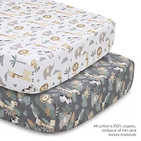 The Peanutshell Safari Serenity Cotton Crib Bedding Set for Baby Boys and Baby Girls, 4 Pieces