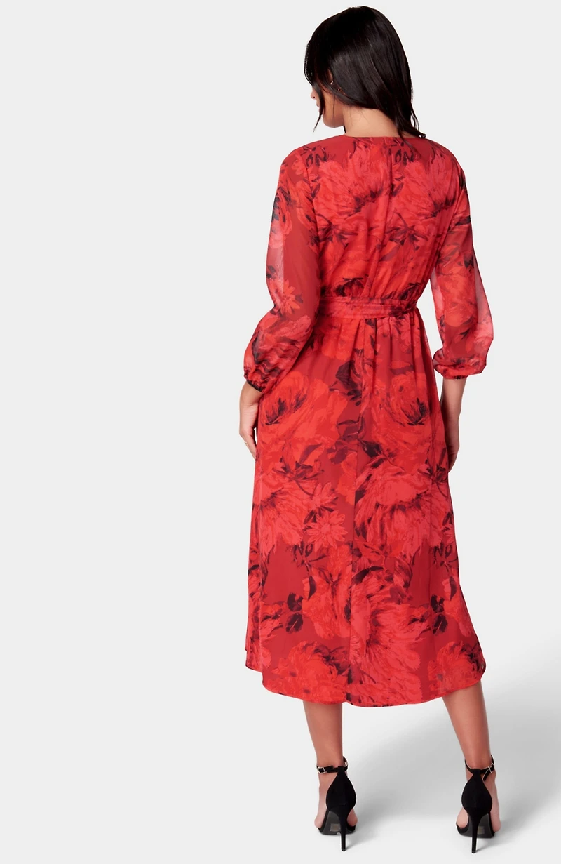 Bebe Women's Print Wrap Midi Dress
