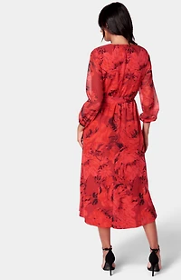 Bebe Women's Print Wrap Midi Dress