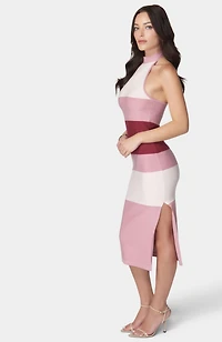 Bebe Women's Halter Neck Rib Midi