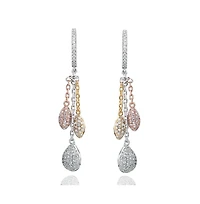 Suzy Levian Sterling Silver Cubic Zirconia Tri-Tone Multi Drop Earrings