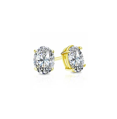 Suzy Levian Sterling Silver Cubic Zirconia Oval-Cut Classic Stud Earrings