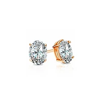 Suzy Levian Sterling Silver Cubic Zirconia Oval-Cut Classic Stud Earrings