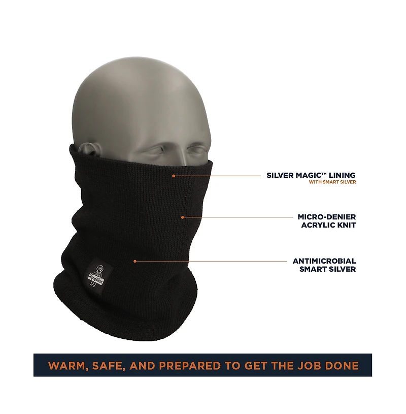 RefrigiWear Men's Silver Magic Neck Gaiter - Knit Face Mask with Smart Silver Lining
