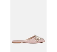 Astre Pearl Embellished Shimmer Mules
