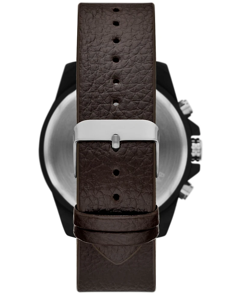 Folio Men's Three Hand Brown Polyurethane Watch 48mm Gift Set