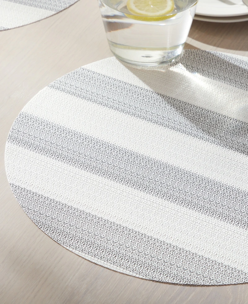 Town & Country Living Basics Cabana Stripe Indoor/Outdoor Placemats 4-Pack Set, Reversible, 15" Round