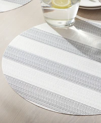 Town & Country Living Basics Cabana Stripe Indoor/Outdoor Placemats 4-Pack Set, Reversible, 15" Round