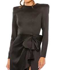 Women's Long Sleeve Structured Bow Draped Gown
