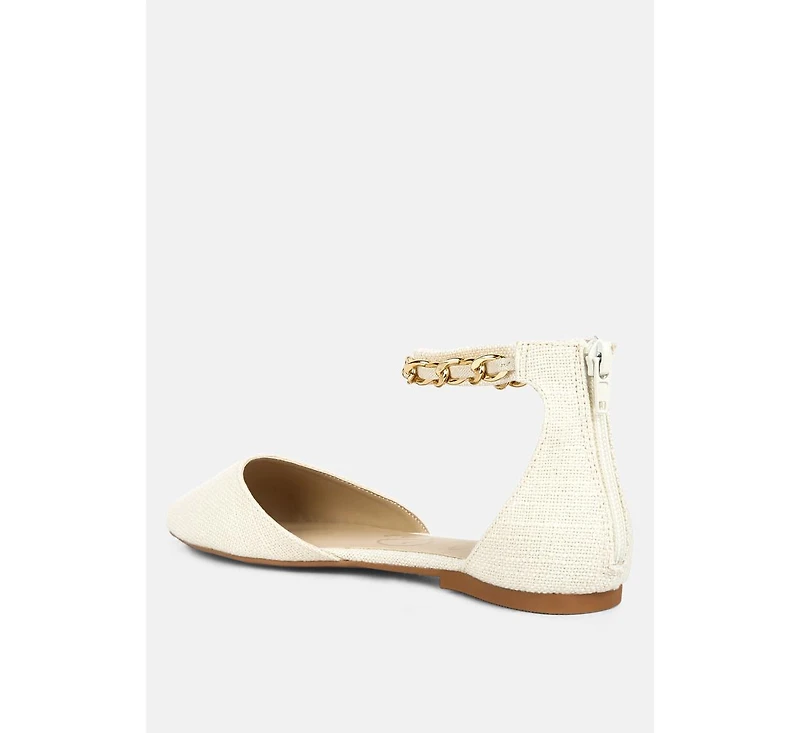 Buqisi Chain Embellished Flat Sandals