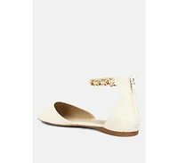 Buqisi Chain Embellished Flat Sandals