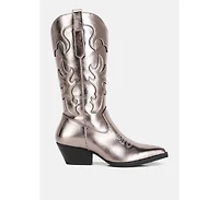 cowboy metallic faux leather boots