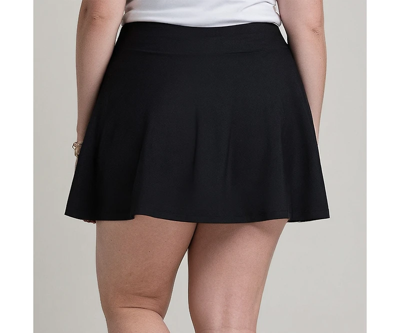 Calypsa Women's Plus Flowy Swim Skirt With Attached Shorts