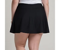 Calypsa Women's Plus Flowy Swim Skirt With Attached Shorts
