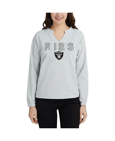 Women's Concepts Sport Gray Las Vegas Raiders Sunray Notch Neck Long Sleeve T-shirt