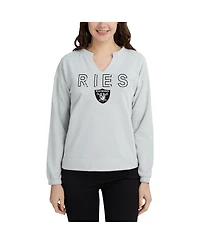 Women's Concepts Sport Gray Las Vegas Raiders Sunray Notch Neck Long Sleeve T-shirt