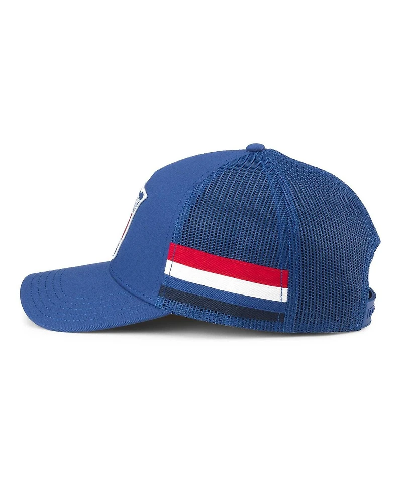 Men's American Needle Blue New York Rangers HotFoot Stripes Trucker Adjustable Hat