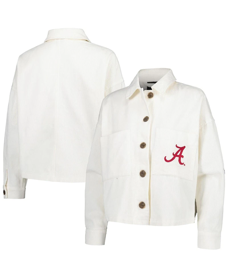 Women's Hype and Vice White Alabama Crimson Tide Corduroy Button-Up Jacket