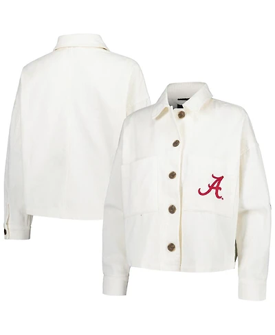 Women's Hype and Vice White Alabama Crimson Tide Corduroy Button-Up Jacket