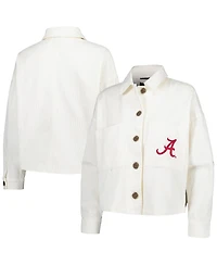 Women's Hype and Vice White Alabama Crimson Tide Corduroy Button-Up Jacket