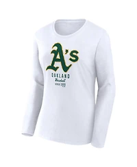 Women's Fanatics White Oakland Athletics Lightweight Fitted Long Sleeve T-shirt