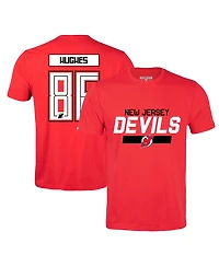 Men's LevelWear Jack Hughes Red New Jersey Devils Richmond Player Name and Number T-shirt