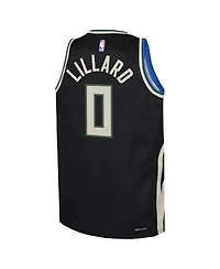 Big Boys Jordan Damian Lillard Black Milwaukee Bucks Swingman Jersey - Statement Edition