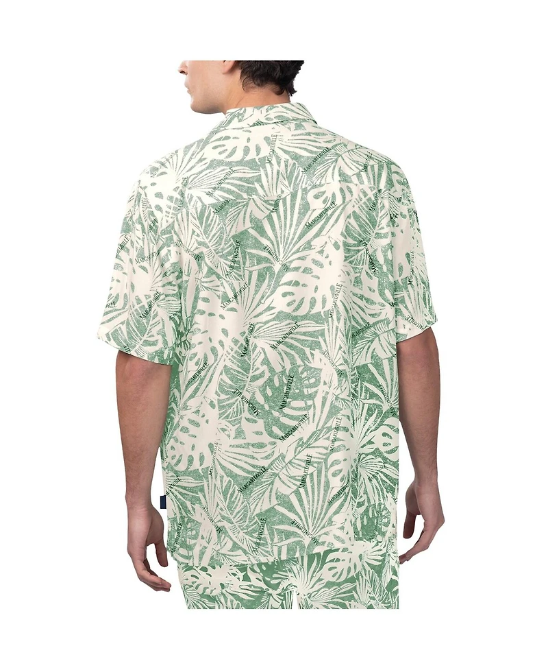 Men's Margaritaville Tan Philadelphia Eagles Sand Washed Monstera Print Party Button-Up Shirt