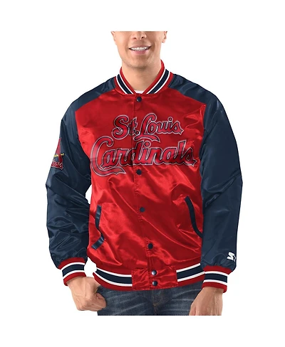 Men's Starter Red, Navy St. Louis Cardinals Varsity Satin Full-Snap Jacket