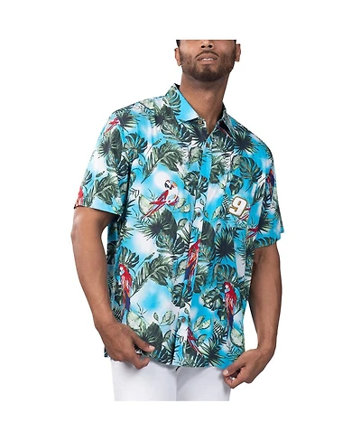 Men's Margaritaville Light Blue Chase Elliott Jungle Parrot Party Button-Up Shirt
