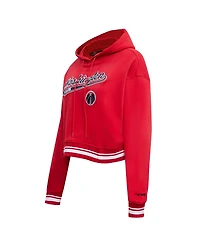 Women's Pro Standard Red Washington Wizards Script Tail Cropped Pullover Hoodie