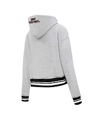 Women's Pro Standard Heather Gray Army Black Knights Script Tail Fleece Cropped Pullover Hoodie