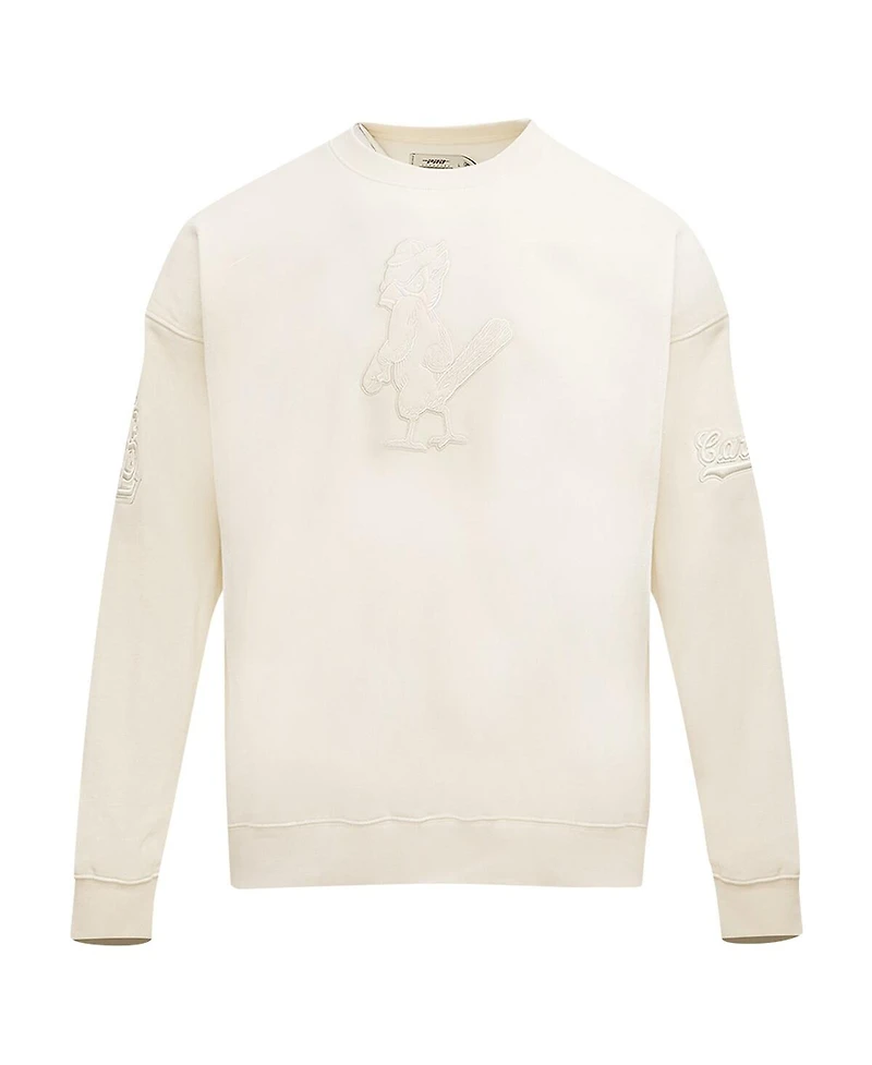 Men's Pro Standard Cream St. Louis Cardinals Neutral Drop Shoulder Pullover Sweatshirt