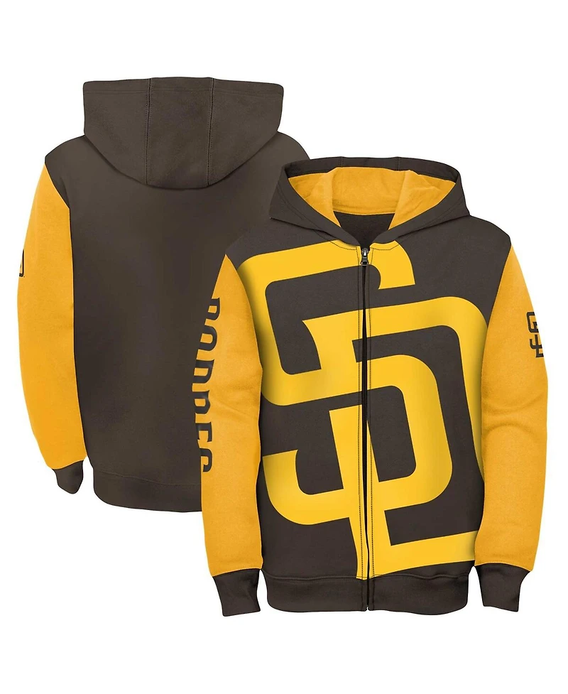 Big Boys Outerstuff Brown, Gold San Diego Padres Postcard Full-Zip Hoodie Jacket