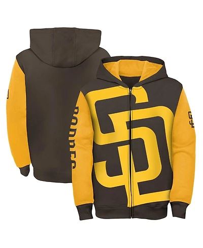 Big Boys Outerstuff Brown, Gold San Diego Padres Postcard Full-Zip Hoodie Jacket