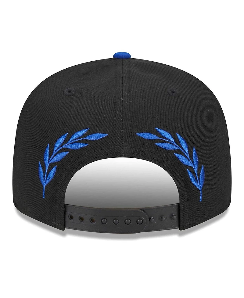 Men's New Era Black Philadelphia 76ers Back Laurels 9FIFTY Snapback Hat