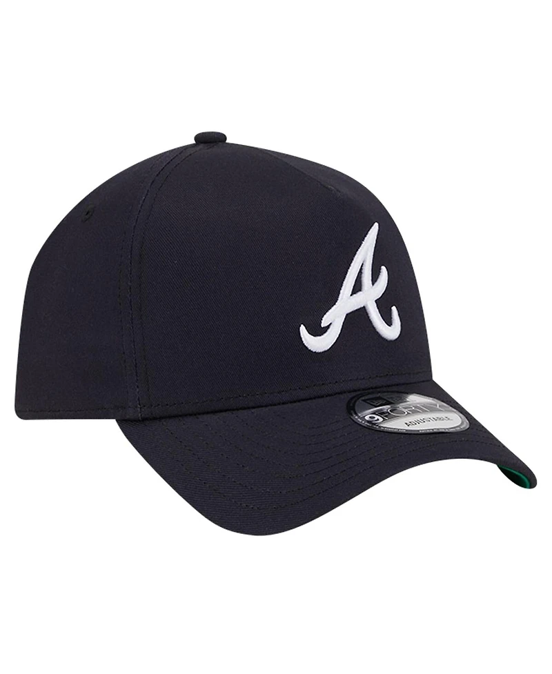 Men's New Era Navy Atlanta Braves Team Color A-Frame 9FORTY Adjustable Hat